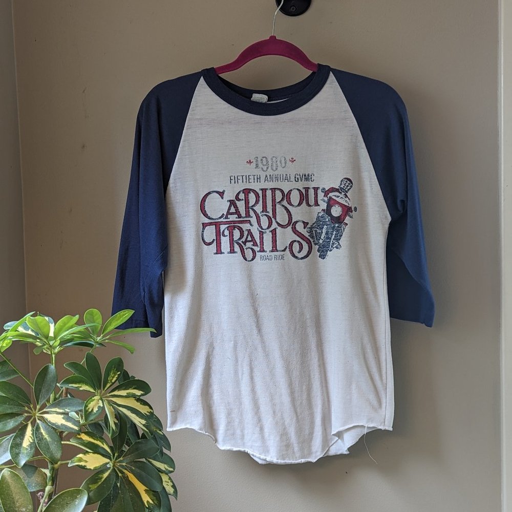 Vintage 80s Motorcycle club Raglan Baseball T-shirts
